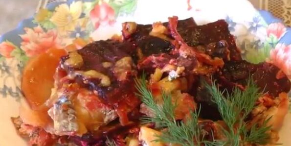 grilled pollock fillet with beets for diet Dukan