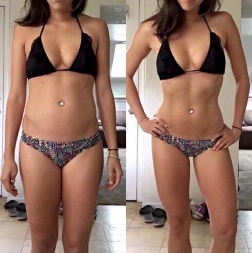 Girls before and after losing weight on a carb-free diet